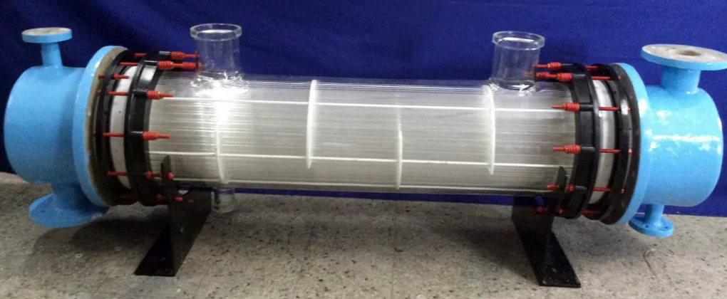 PTFE Tube Sheet on a Glass Heat Exchanger PTFE tube sheet sealing on a glass shell and tube heat exchanger